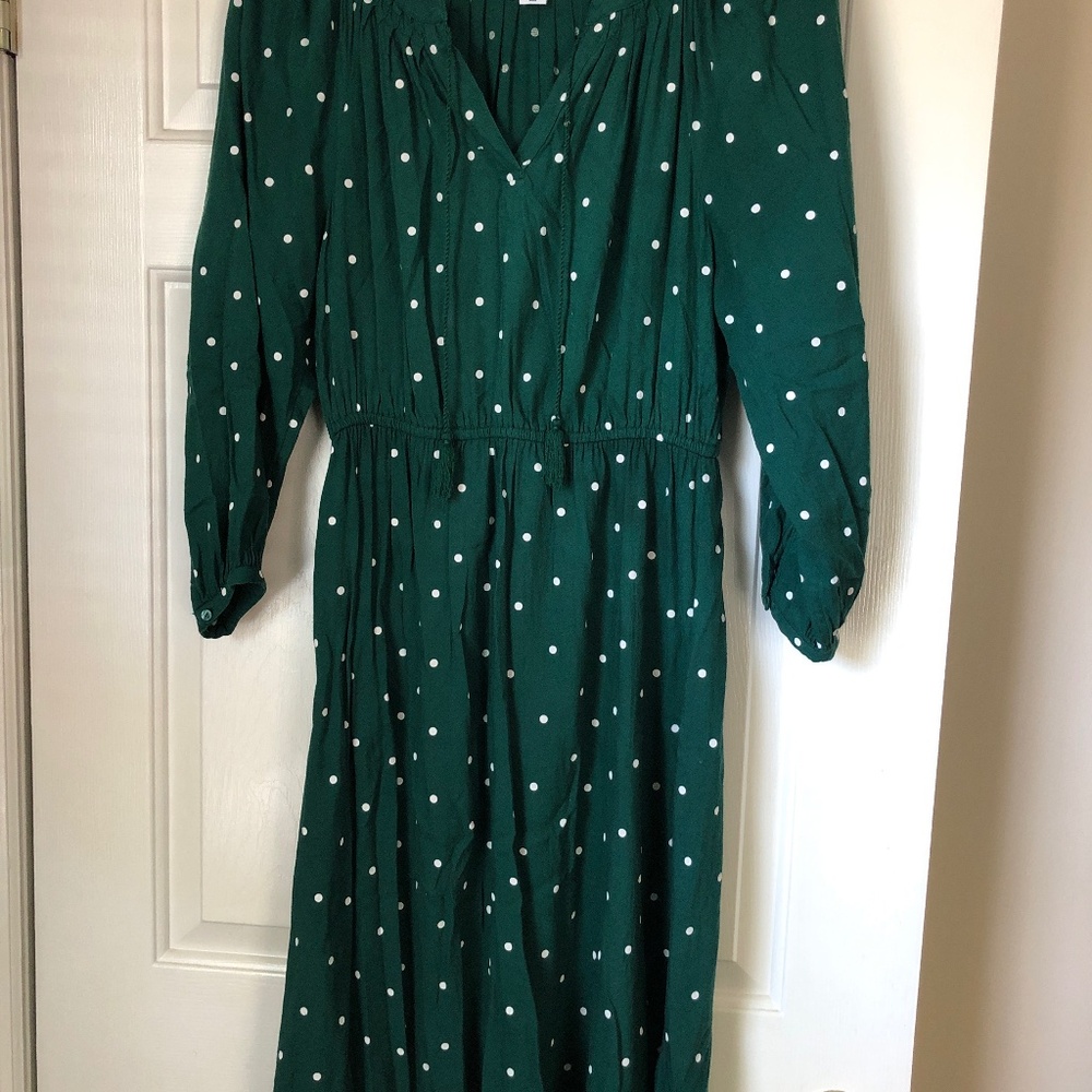 Old Navy green polka dot dress small